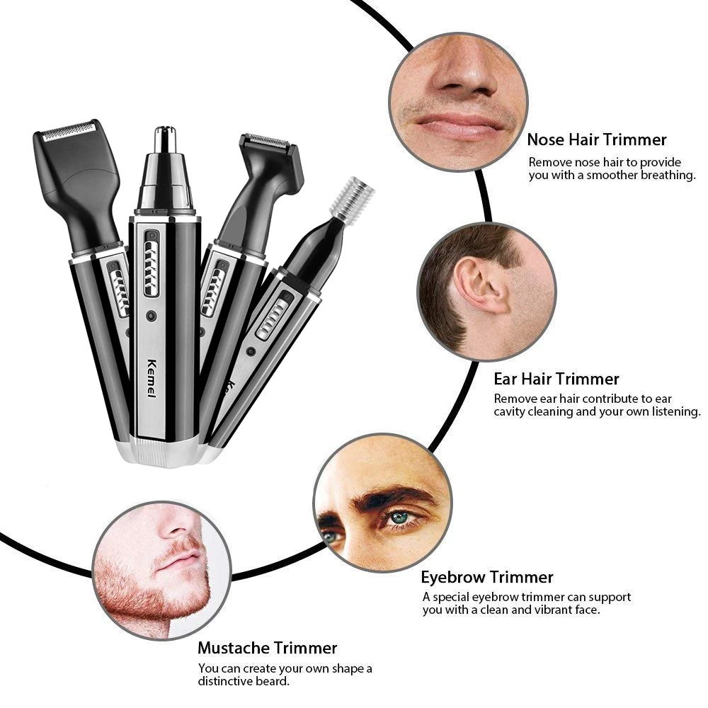 Kemei recarregável elétrico tu - Men'S Grooming Ear Hair avaliação e preço
